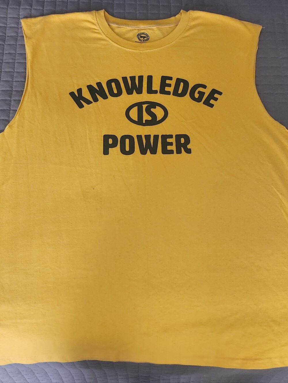 Yellow Sleeveless 'Knowledge Is Power' Graphic Tee